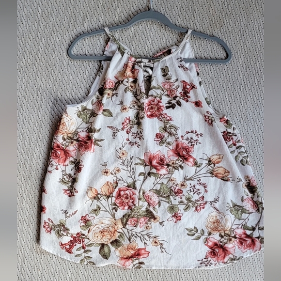 Blue Rain Floral Print Tank Top - Picture 4 of 5